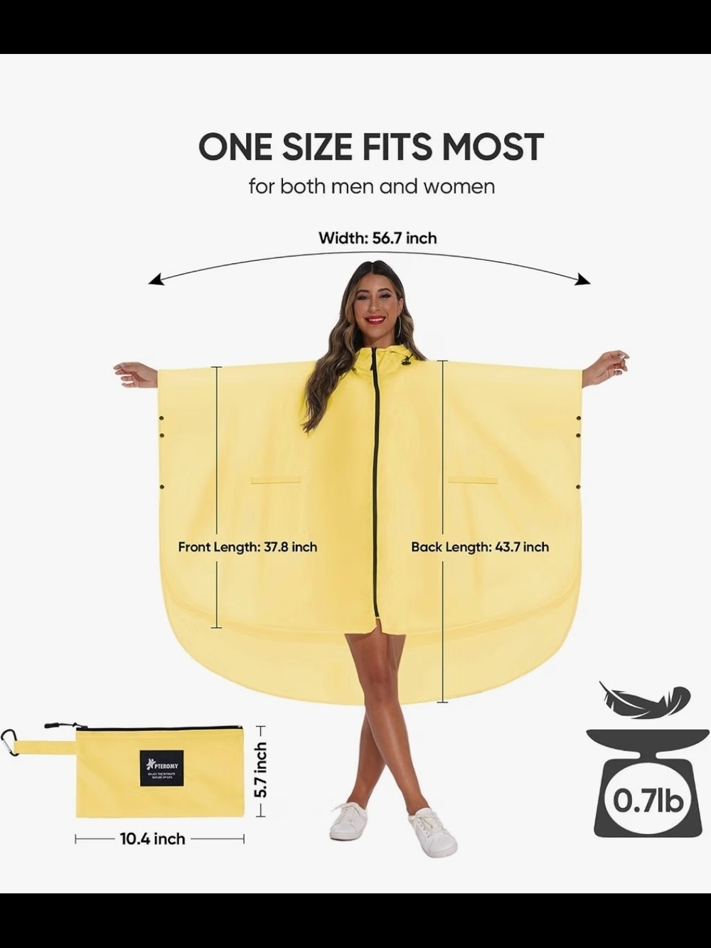 Women's Yellow Packable Rain Poncho with Hood
